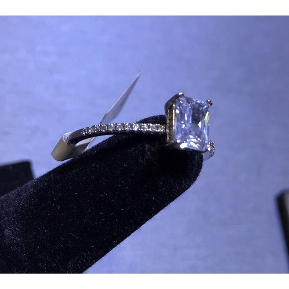 Robson Jewelers Ring Rectangle White CZ 925 Sterling Silver Sz10 Demure - Picture 2 of 5